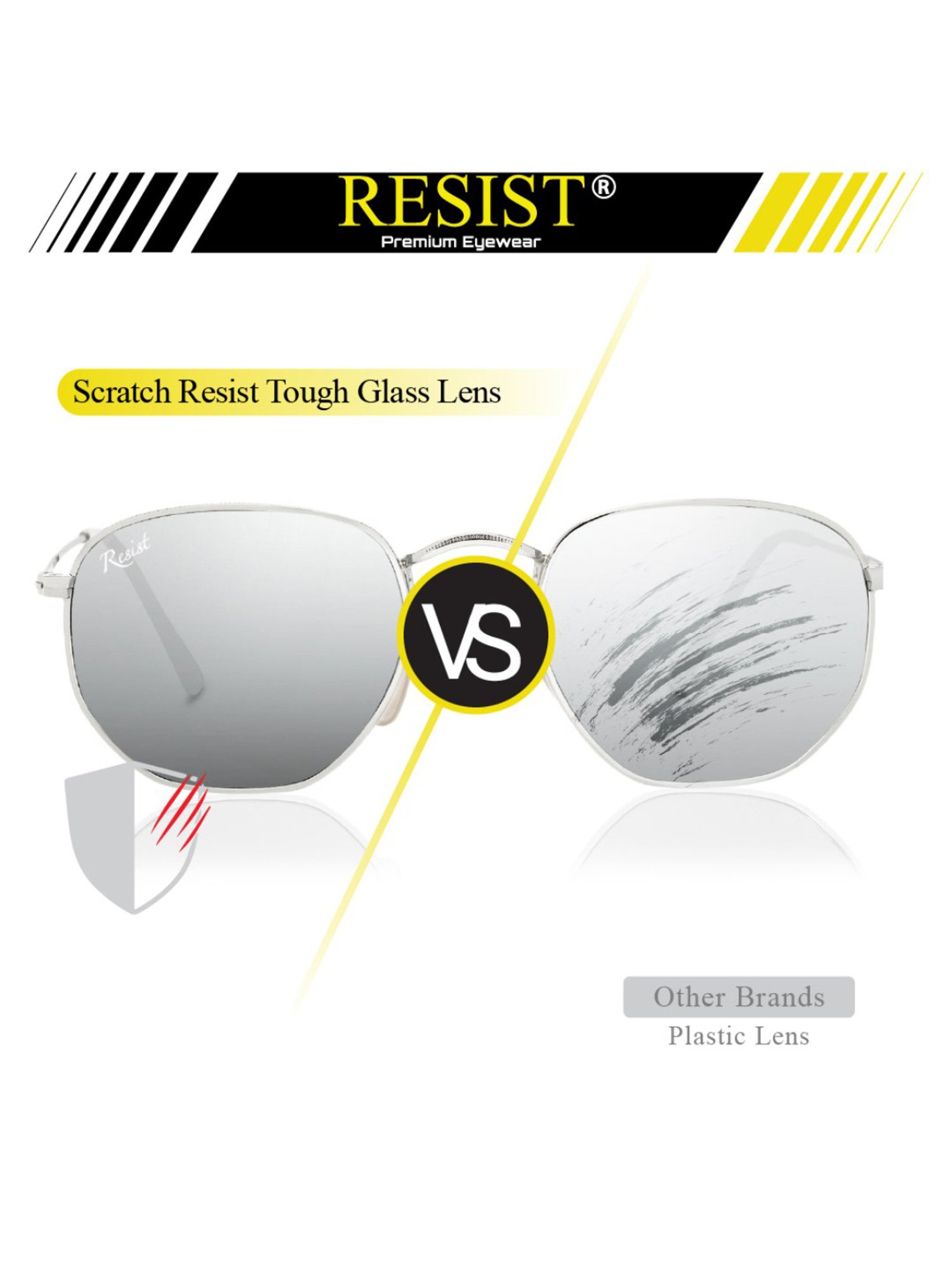 Resist Eyewear Silver Hexagon Unisex Sunglasses