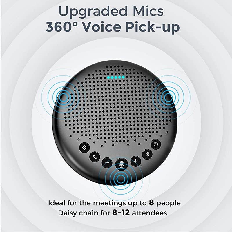 Bluetooth Speakerphone &ndash;  Luna Updated AI Noise Reduction Algorithm Featured, Daisy Chain, USB Conference Speaker Phone w/Dongle for Home Office, 360&deg; Voice Pickup for up to 8 People