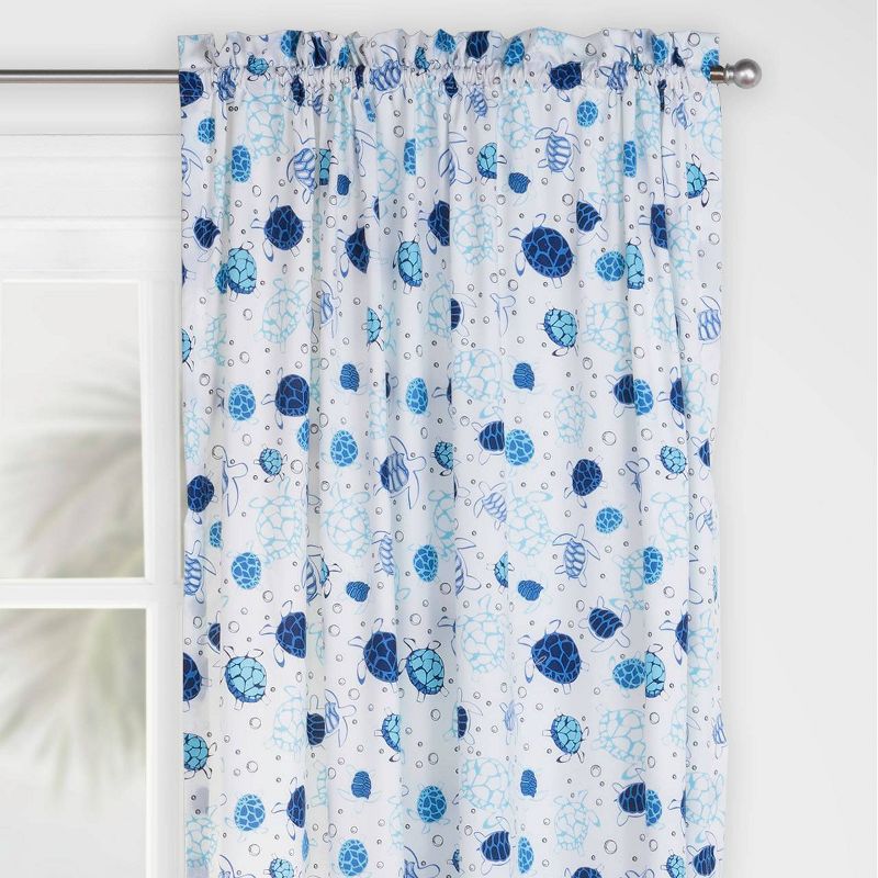 Turtle Time Rod Pocket Curtain Panel Blue - Highlights