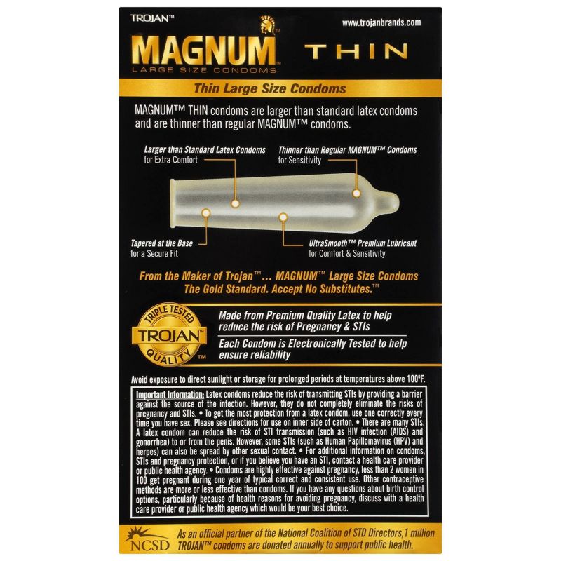Trojan Magnum Thin Lubricated Condoms - 12ct