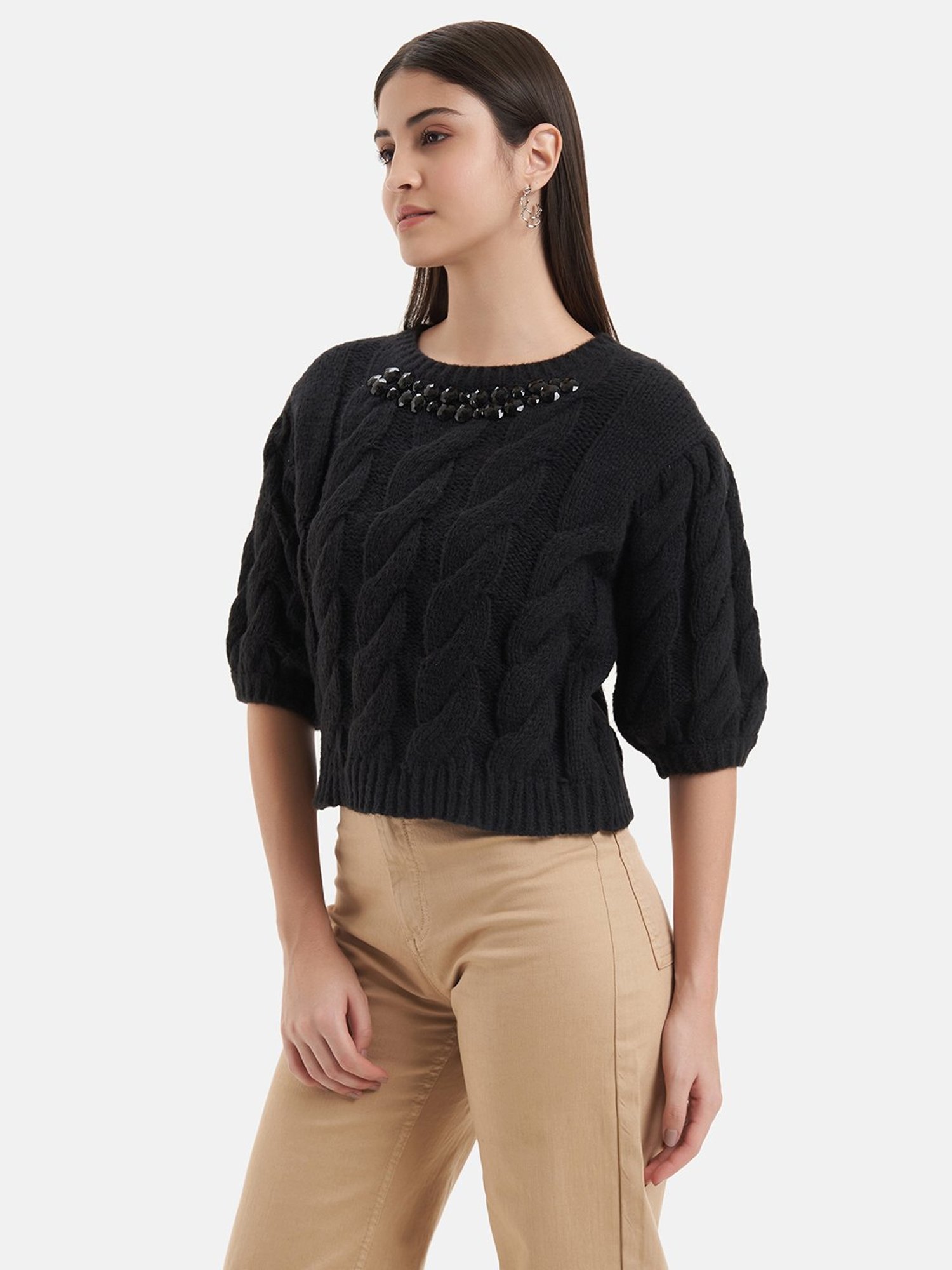 Kazo Black Embellished Sweater