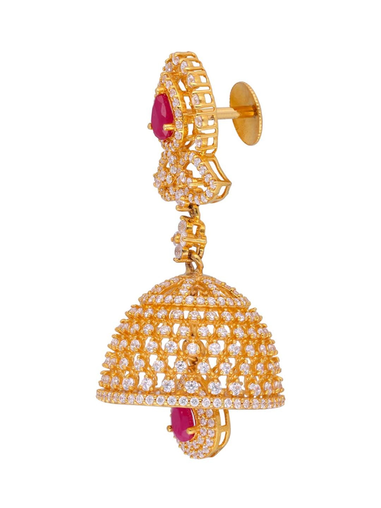 CKC Radiant Charm: Gold Jumka with Zircon and Ruby Stones