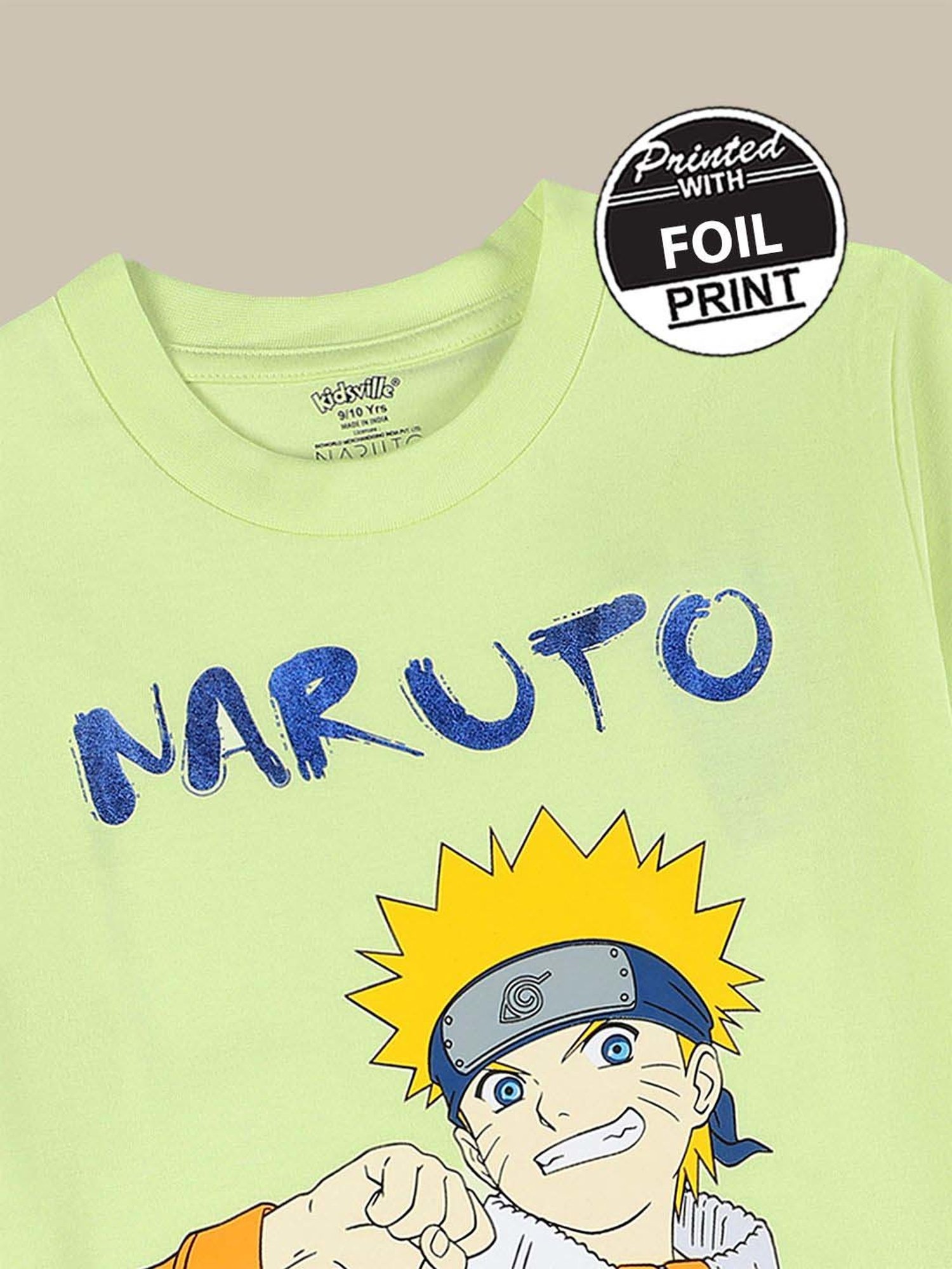 Kidsville Boys Green Cotton Printed T-Shirt