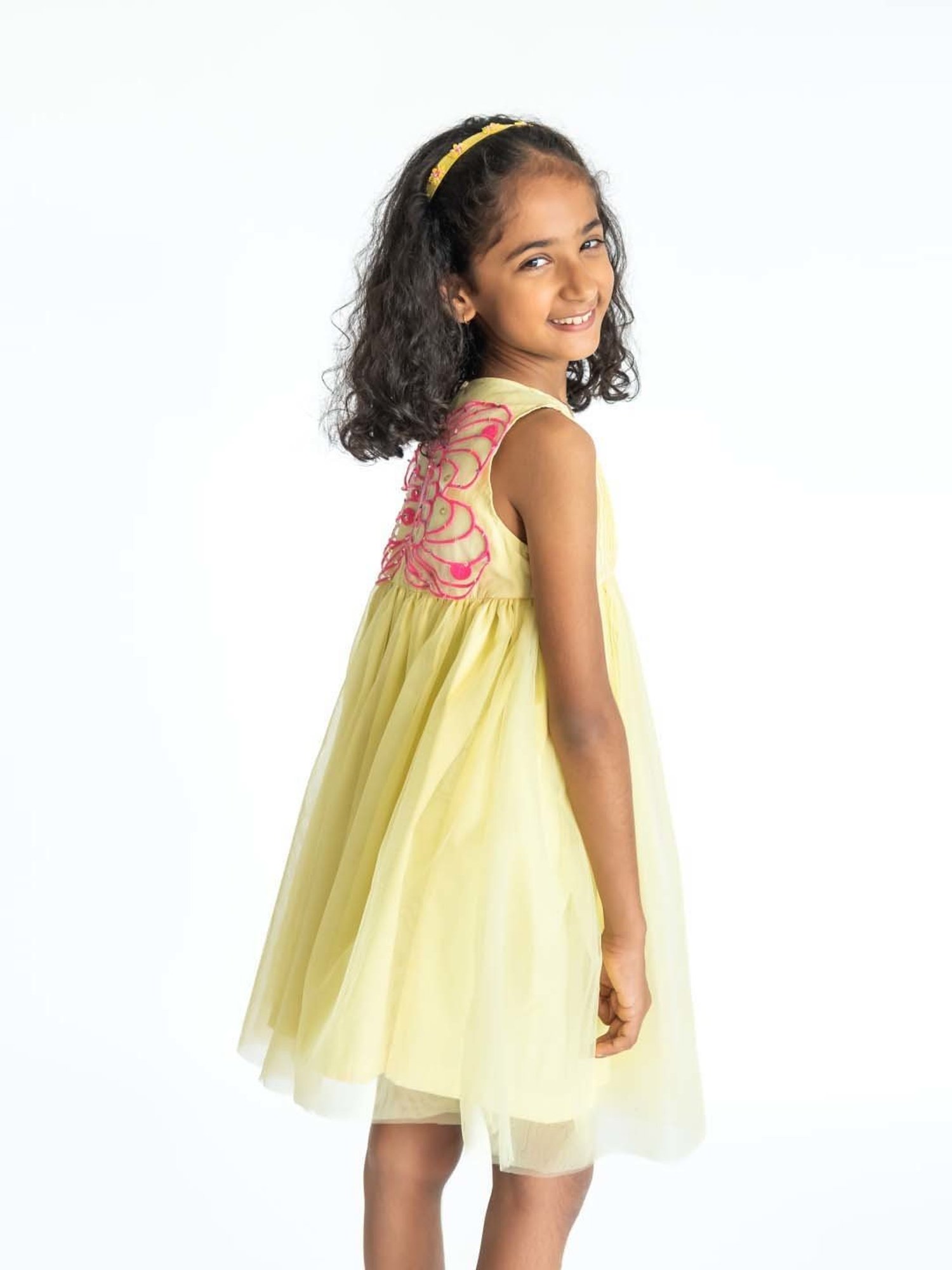 A Little Fable Yellow Embroidered Dress