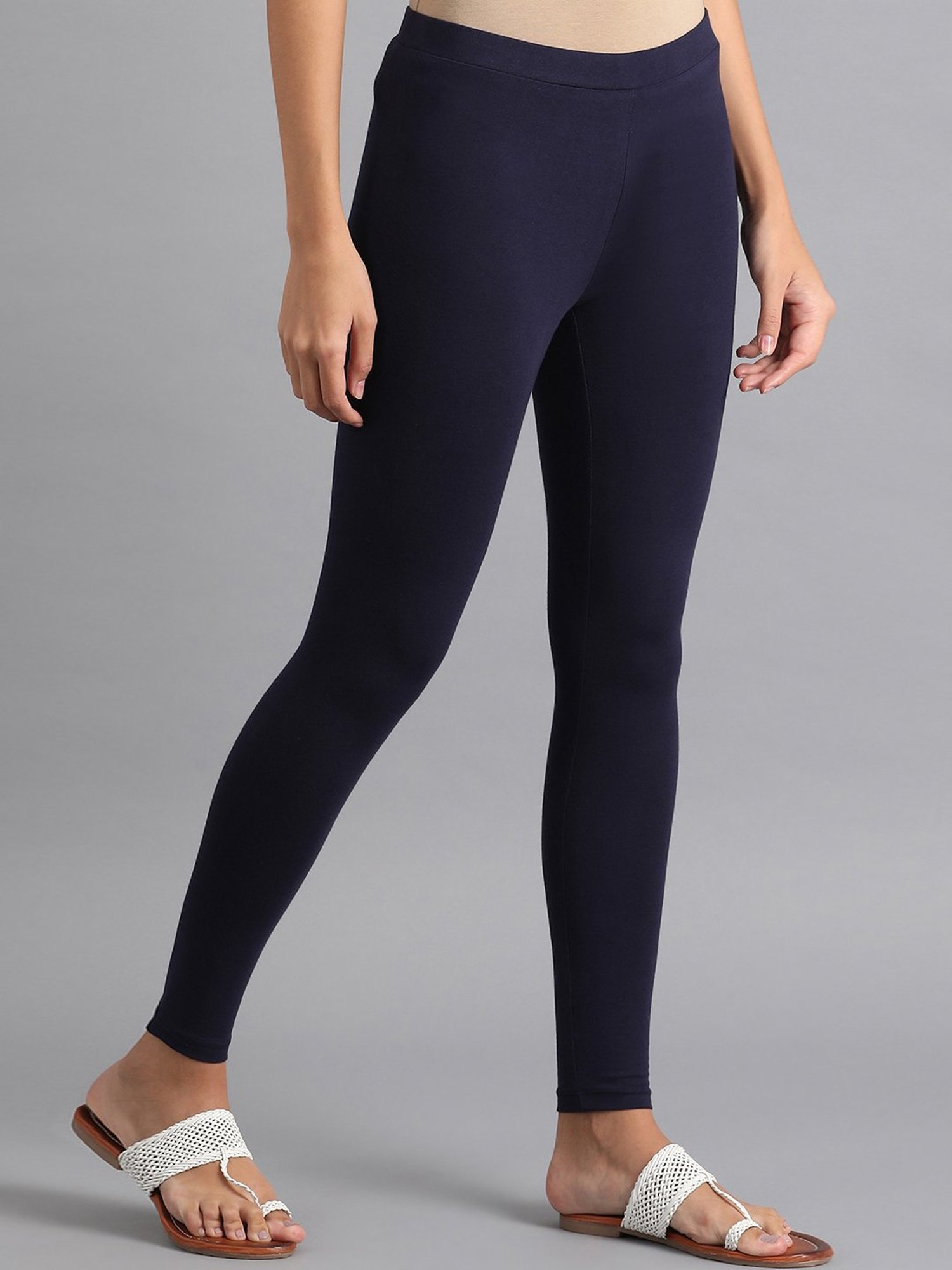 W Navy Regular Fit Leggings