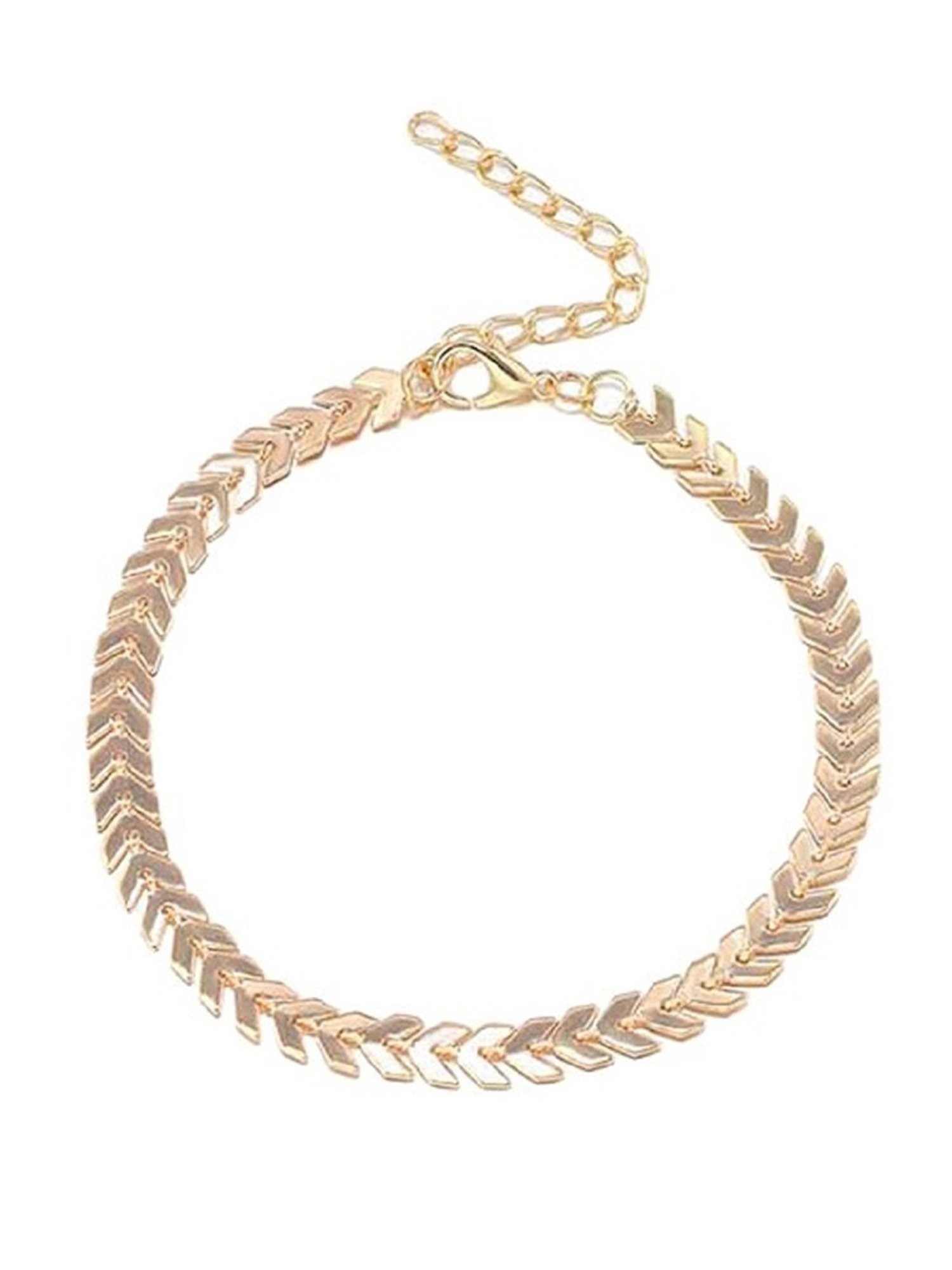 OOMPH Gold Tone Snake Chain Fashion Anklet Pack of 2