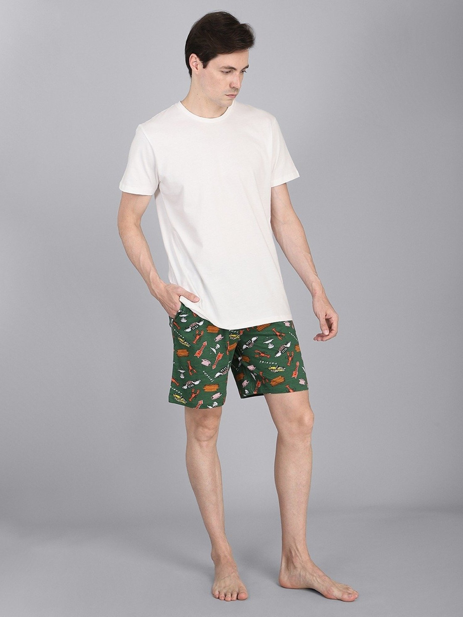 Free Authority Green Cotton Regular Fit Friends Printed Boxers