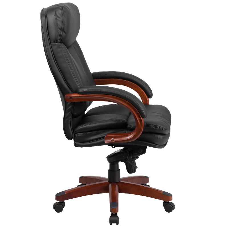 High Back Leather Executive Swivel Ergonomic Office Chair with Synchro Tilt and Arms Black - Riverstone Furniture