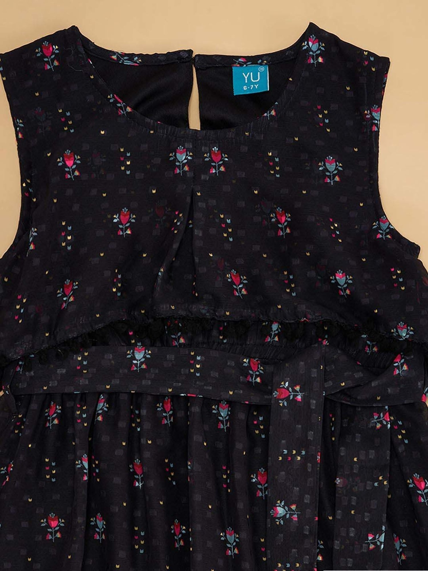 YU by Pantaloons Kids Black Floral Print Dress
