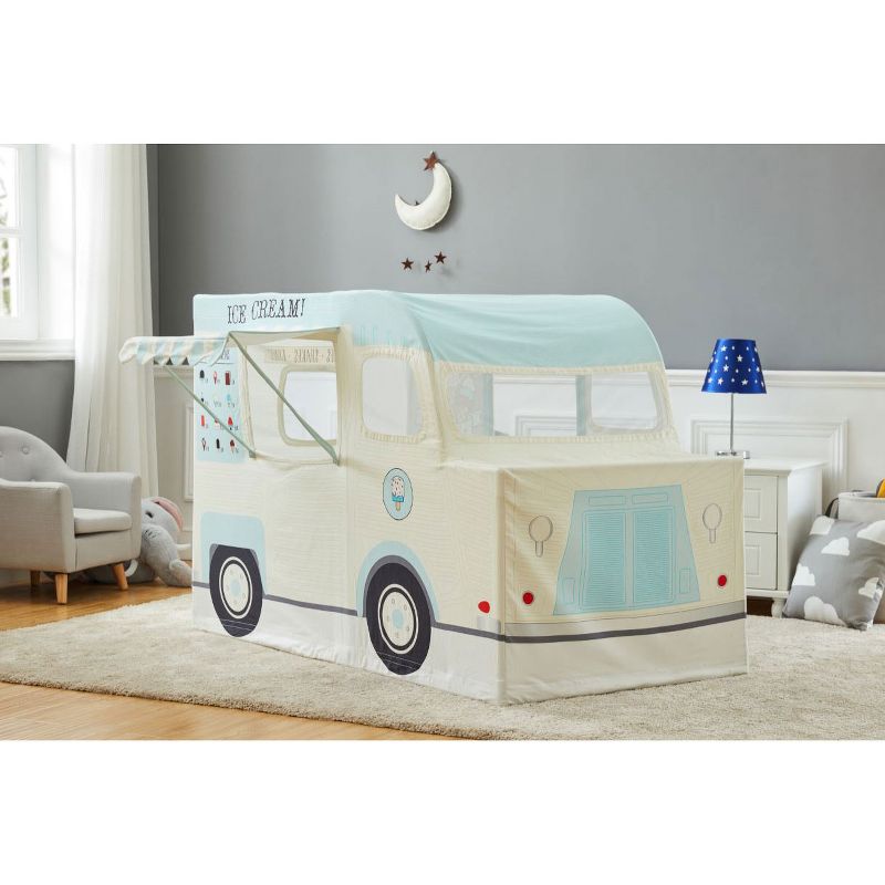 Wonder&Wise Indoor 59 x 32 x 40 Inch Childrens Kids Cotton Fabric Ice Cream Truck Pretend Play House Tent for Toddlers Ages 3 Years Old and Older