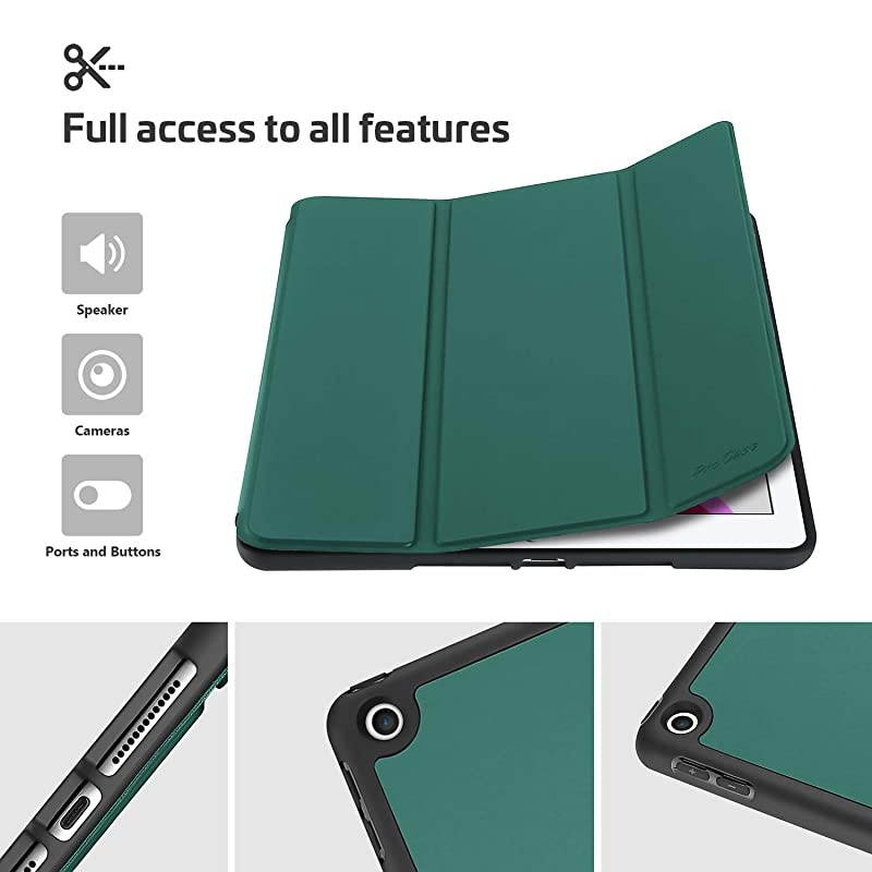 New iPad 10.2 Case (2020 8th Generation / 2019 7th Generation) with Pencil Holder and Flexible Soft TPU Back Cover, Slim Steady Stand Protective Case for 10.2" iPad 8th / iPad 7th -Green