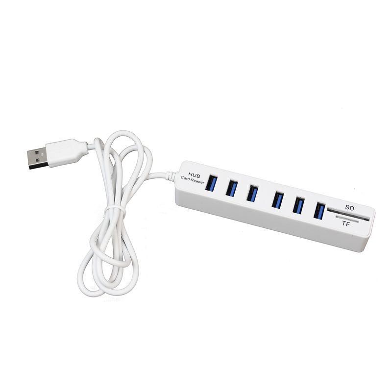 6 Port USB Hub with SD and TF Card Reader