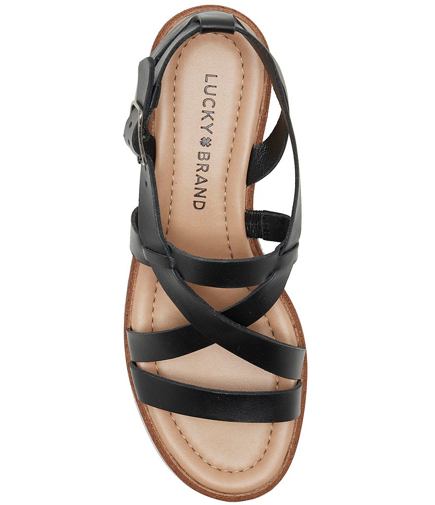 Lucky Brand Ticey Leather Wedge Sandals
