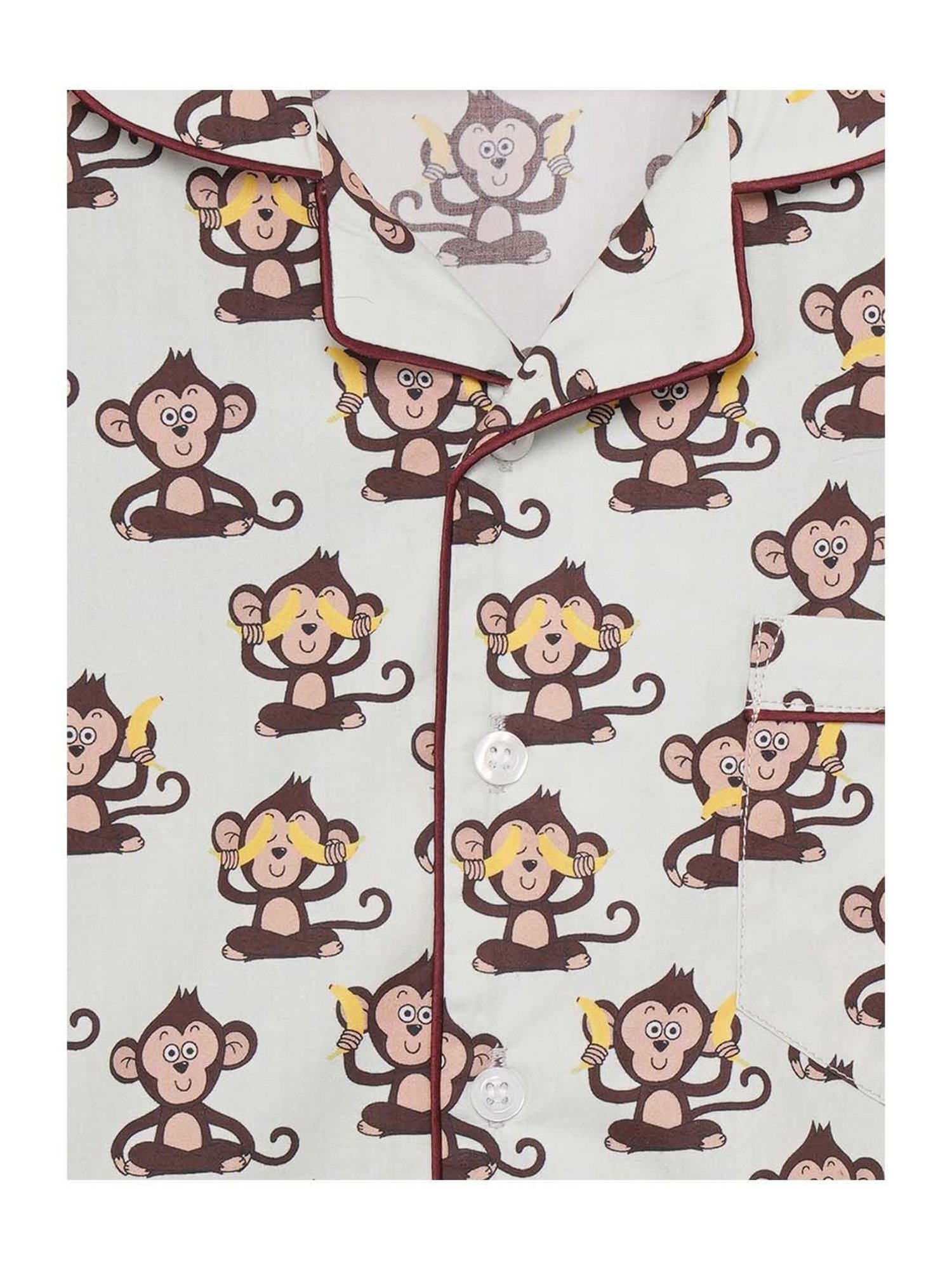 Fluffalump Boys Multicolor Cotton Printed Nightwear Top & Pants Set