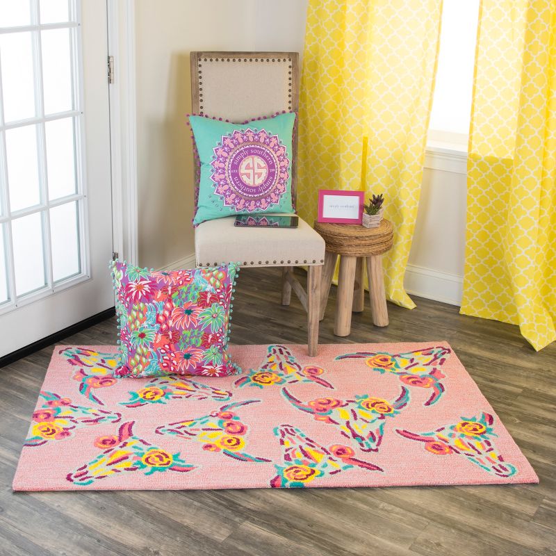 2'6"X4' Tufted Skull Accent Rug Pink - Rizzy Home