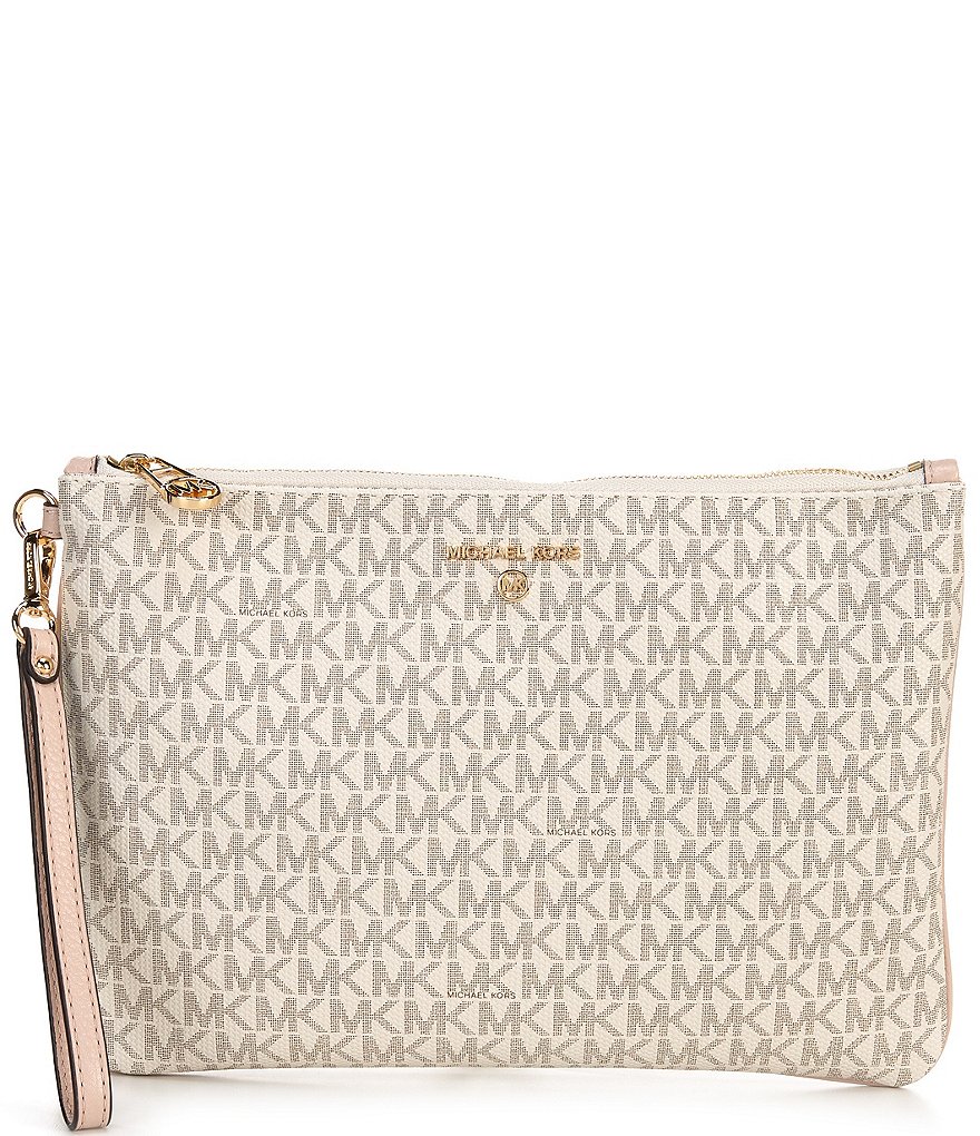 Michael Kors Zebra Signature Jet Set Double Zip Wristlet