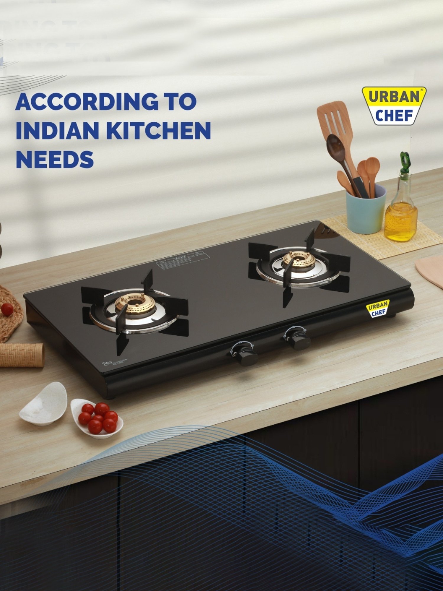 Urban Chef Gas Stove with 2 Burners ( Black )
