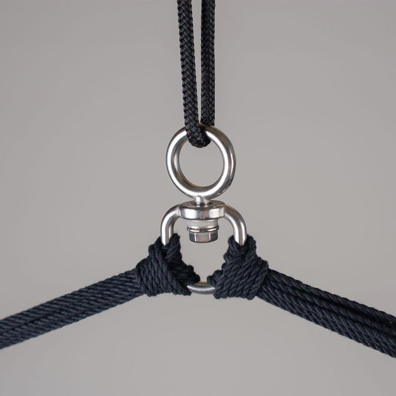 La Siesta HAL18-X9 Habana Organic Cotton Comfort Size Indoor Outdoor Hammock Chair with 43 Inch Bamboo Spreader Bar, Onyx