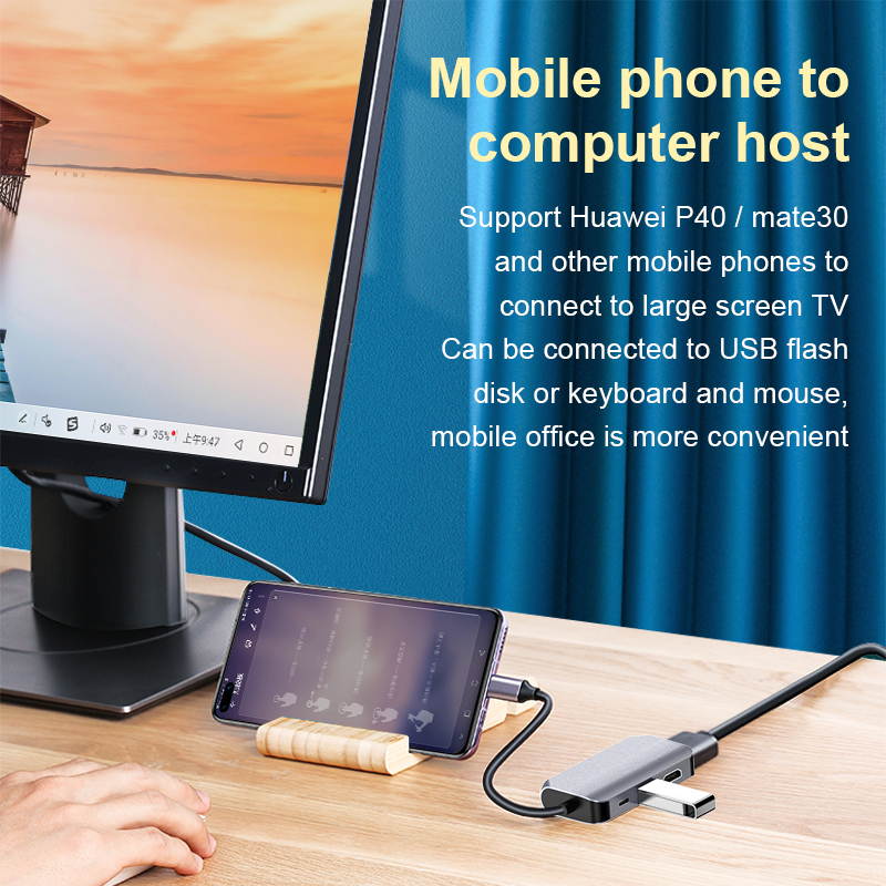 USB C to HDMI VGA Adapter, DEFEILIN 4 in 1 Portable USB C Hub with VGA, HDMI, USB3.0 and 60W Quick PD Charging Port, Compatible for MacBook, Phone, Laptops and Tablets