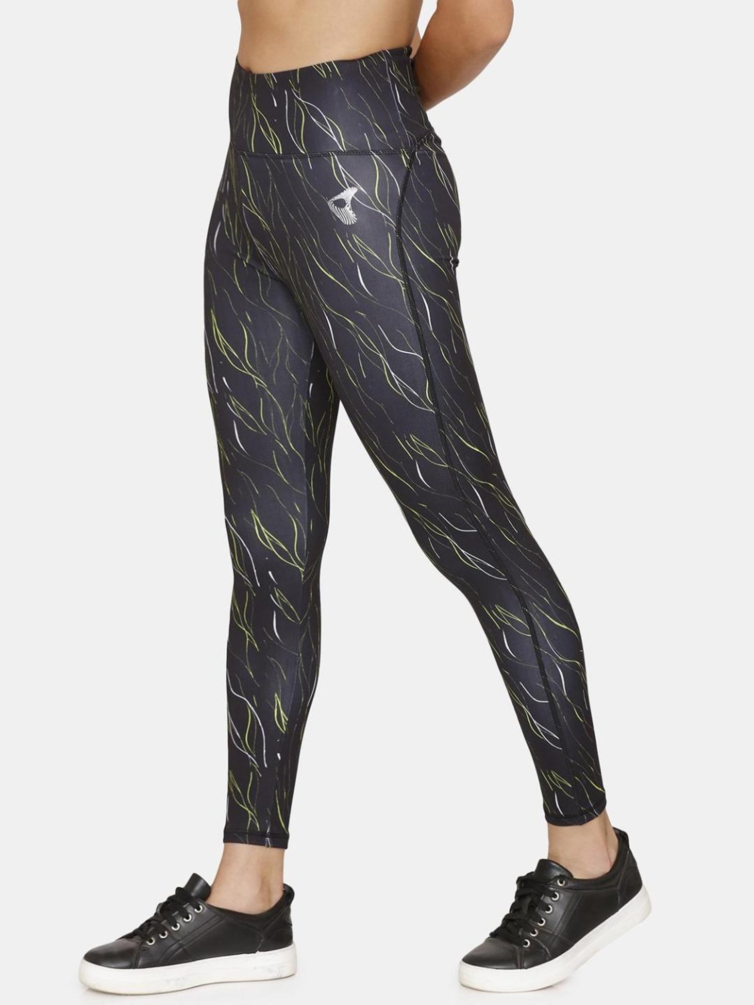 Zelocity by Zivame Charcoal Grey Abstract Print Leggings