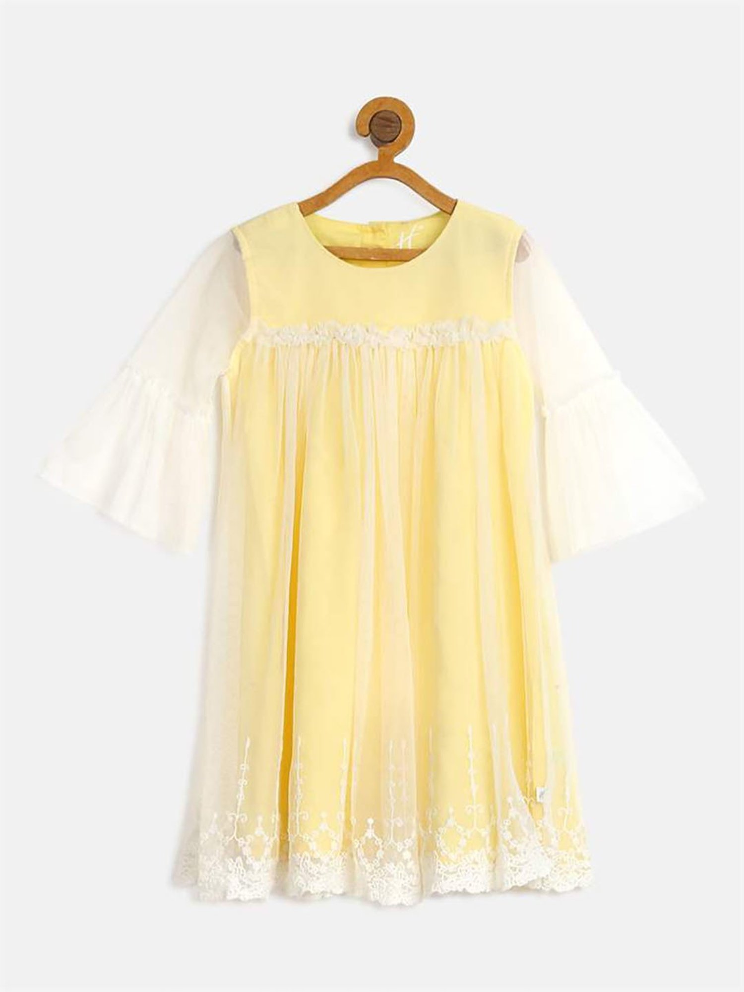 H by Hamleys Girls Yellow Self Design Dress