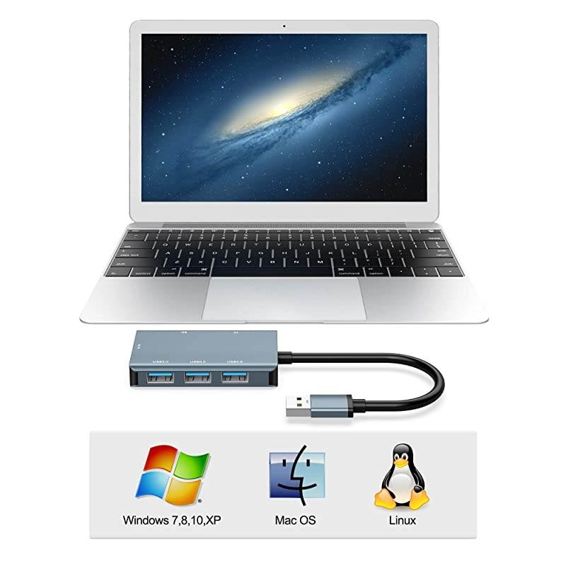 SD Card Reader,  USB 3.0 Card Reader with 3 USB 3.0 Ports + SD & TF Card Slots,5Gbps USB Hub Adapter for MacBook Pro/Air,Computer/Laptop,Windows,iMac,USB Flash Drive,Mobile HDD and More
