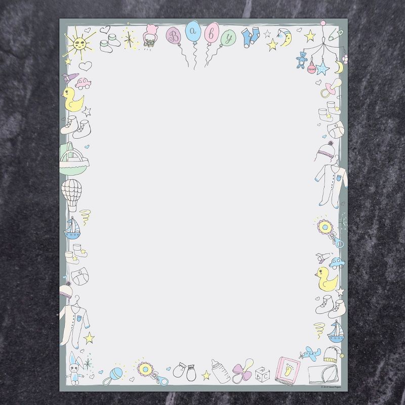 80ct Baby Time Letterhead Gray