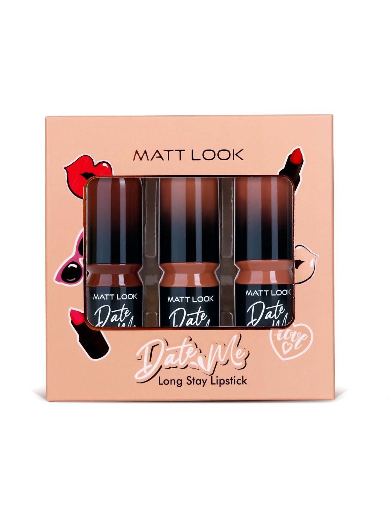 Matt Look Date Me Long Stay Lipstick Set - 04 Nudes & Browns