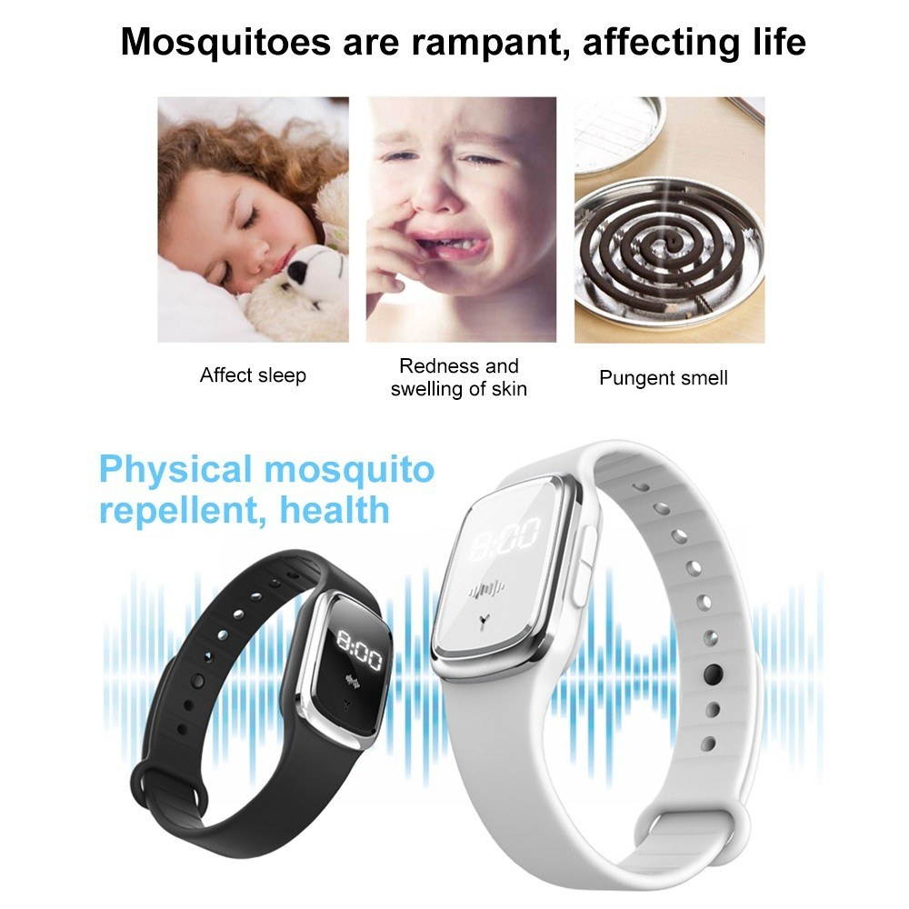 Ultrasonic Mosquito Repellent Silicone Wristbands Anti Mosquito Watch Portable Bracelet Suitable for Beach