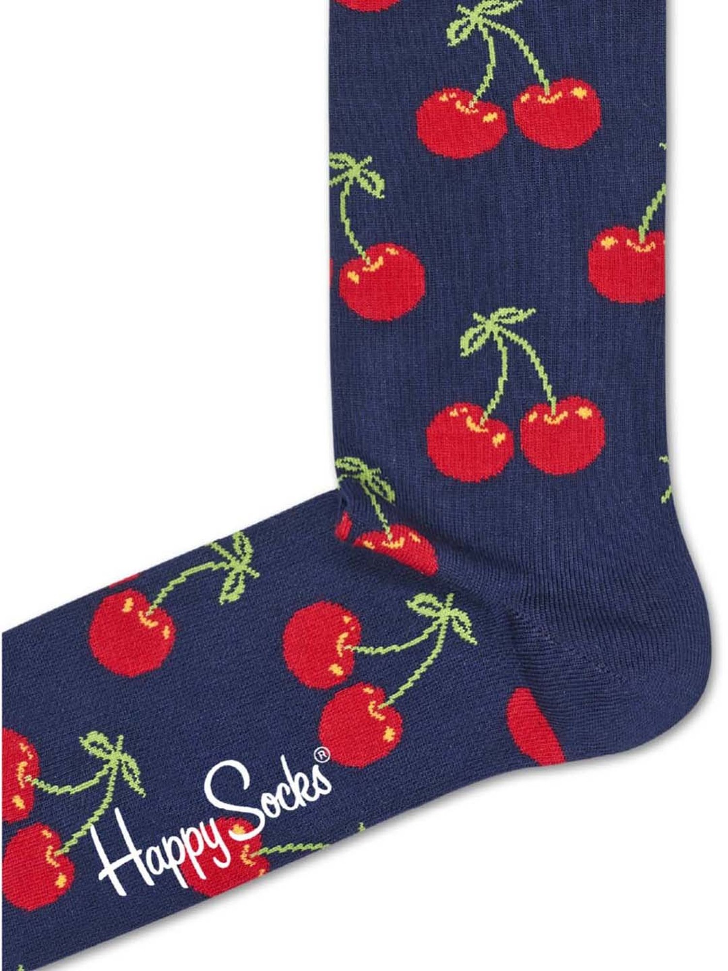 Happy Socks Cherry Navy & Red Cotton Printed Socks (36-40)