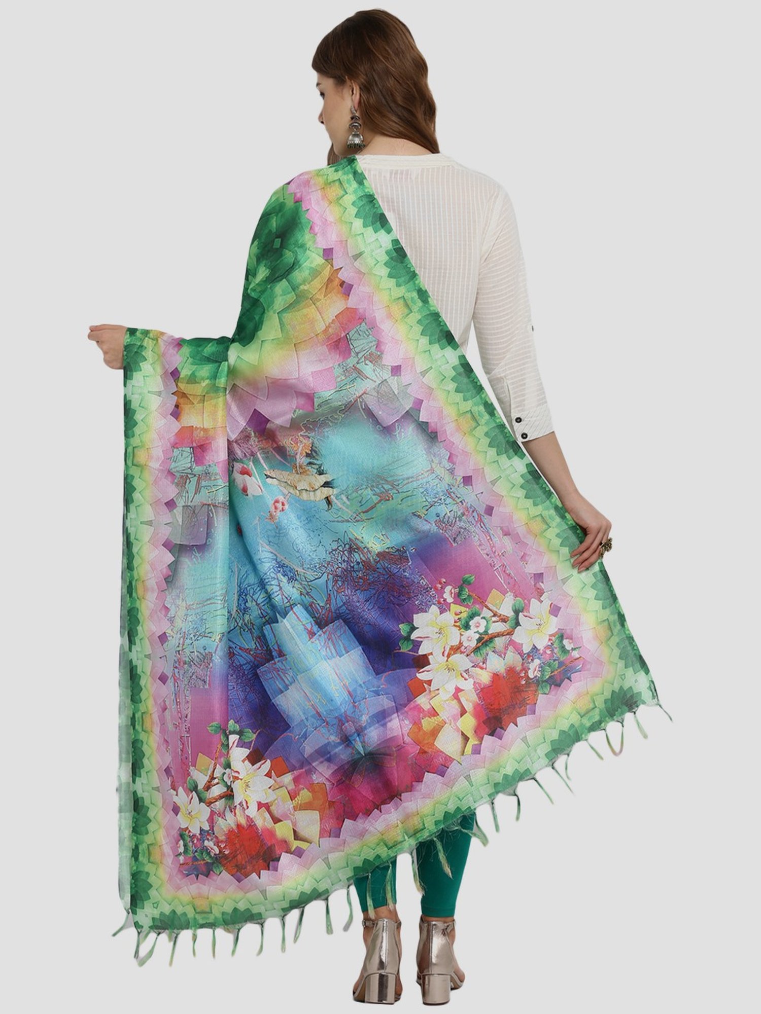 Saree Mall Multicolored Floral Print Dupatta