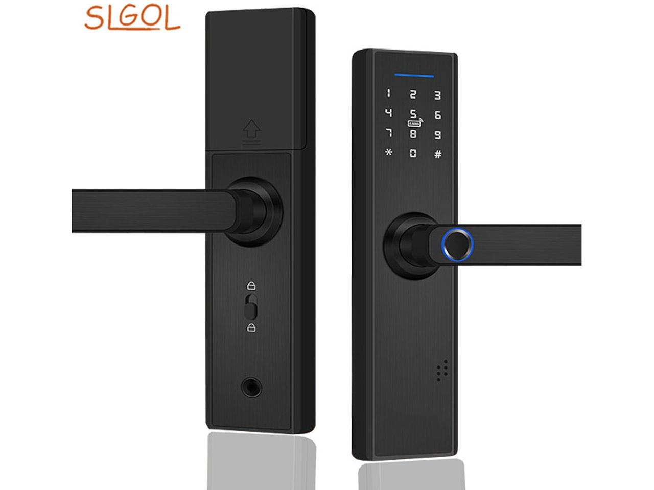 SLGOL Smart Door Lock with Fingerprint Door Lock,Applicable to both Left and Right|&laquo;Single Latch&raquo;Digital Keypad with Handle, Passcode Door Lock,Smart Deadbolt Mortise Lock,Free 2 ID Cards