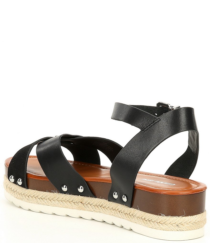 Gianni Bini Rhyliene Leather Cross Band Flatform Sandals