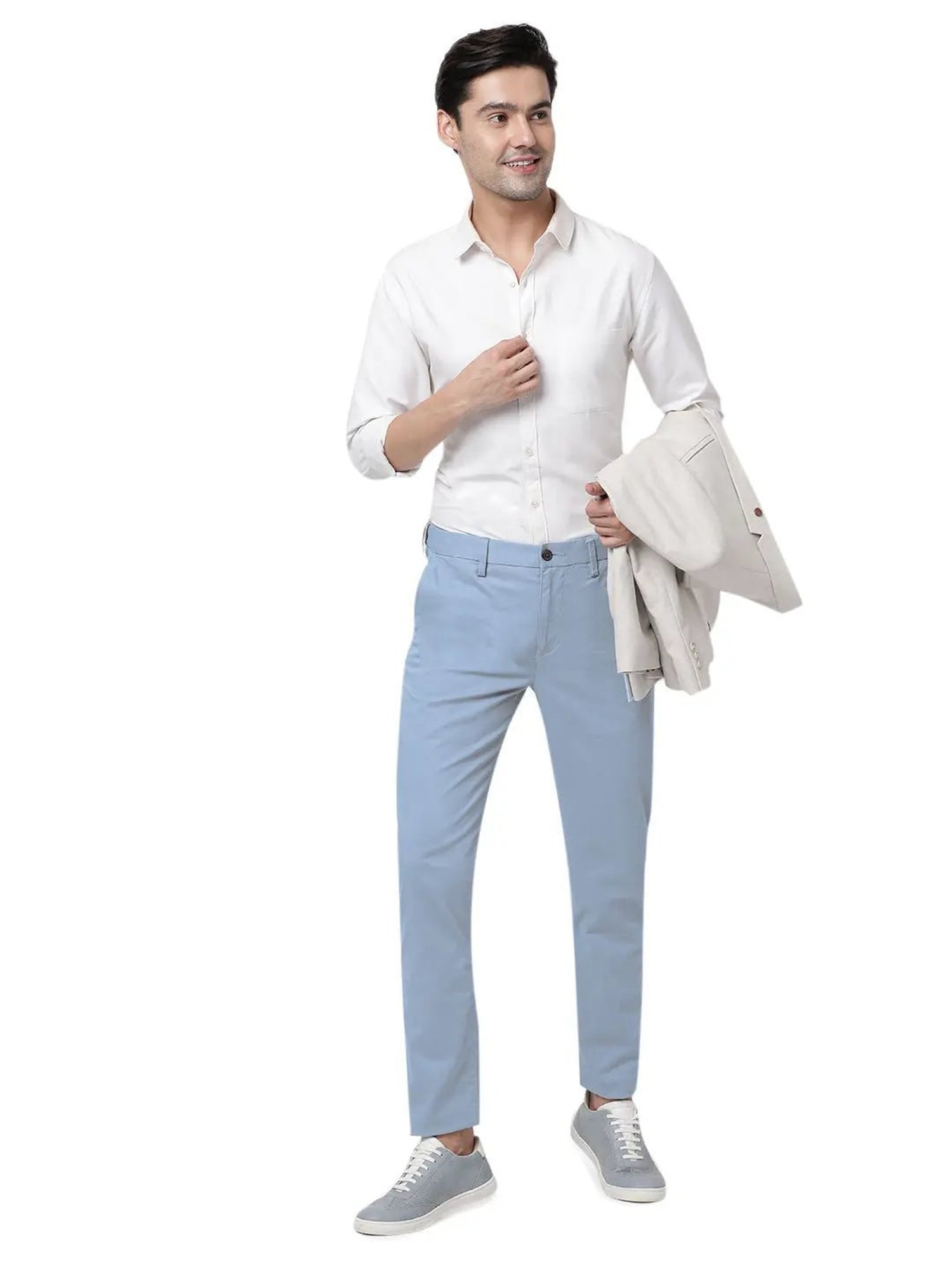 MinusOne Sky Blue Slim Fit Chinos