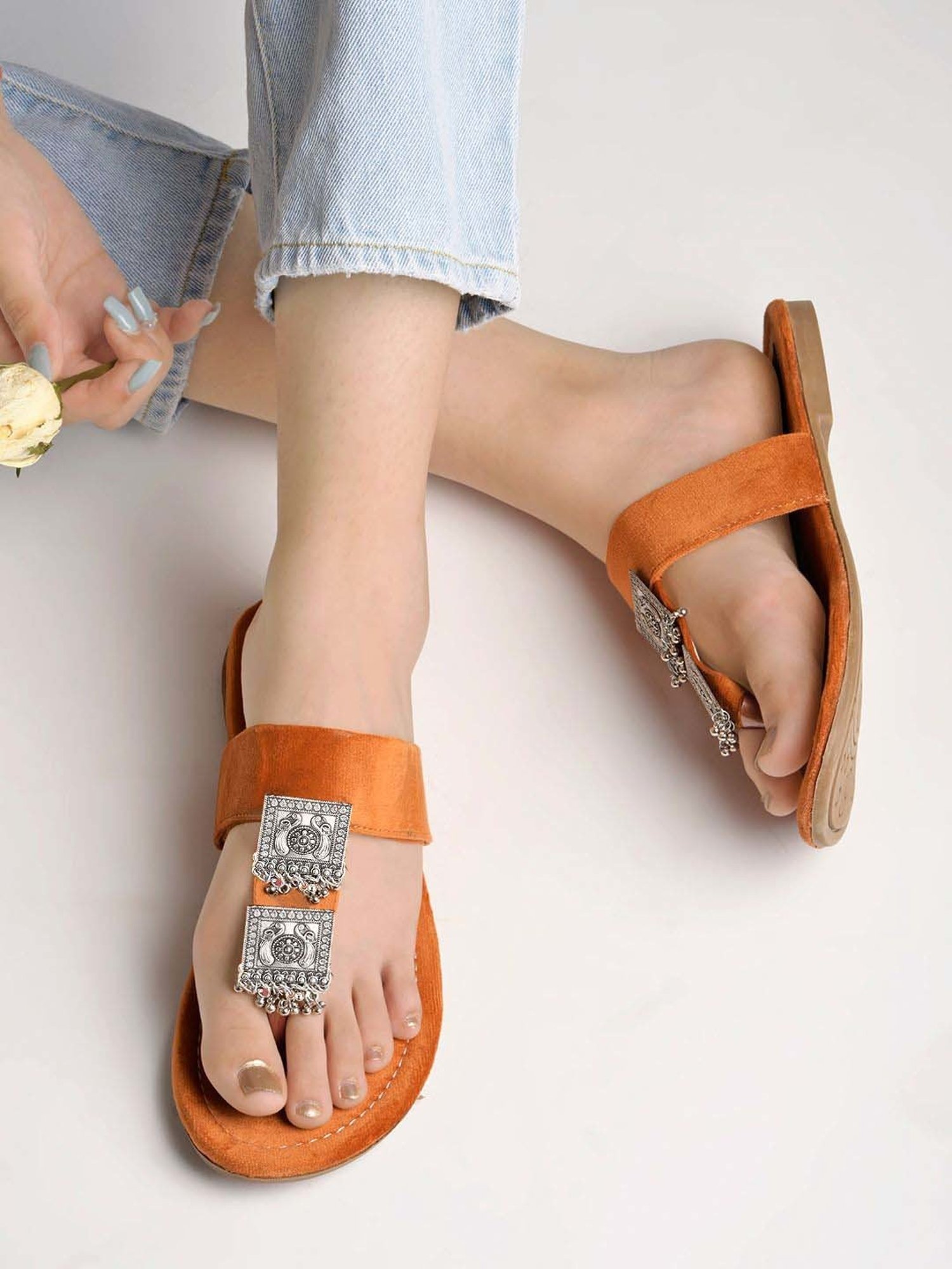 Shoetopia Kids Orange T-Strap Sandals