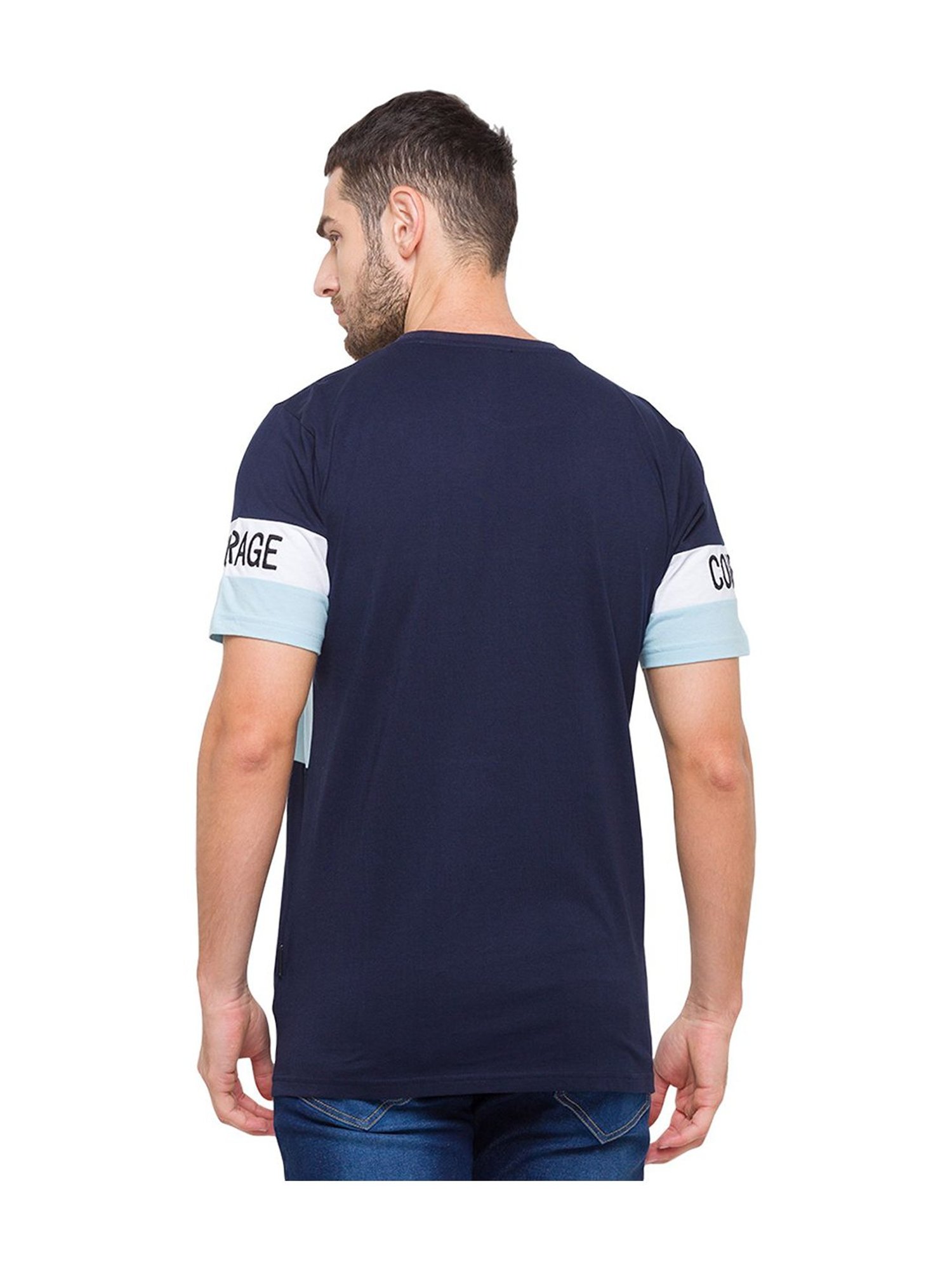 Giordano Navy Round Neck Printed T-Shirt