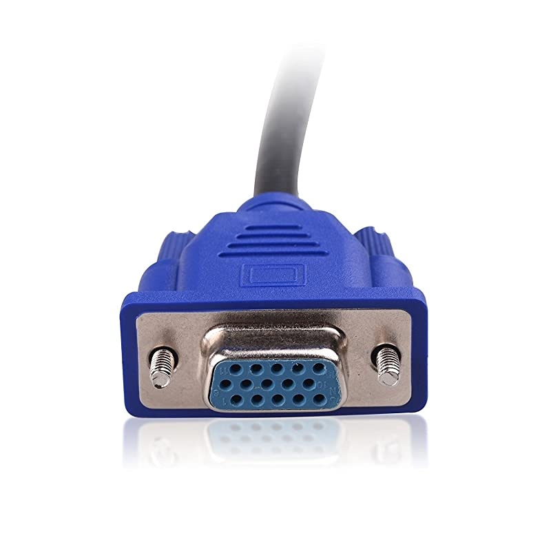 VGA Monitor Y-Splitter Cable,VGA 1 Male to Dual 2 VGA Female Adapter Converter Video Cable for Screen Duplication - 1 Foot(Blue)