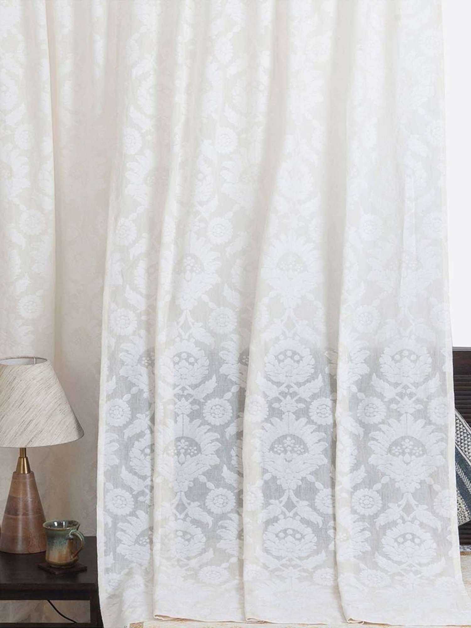 Fabindia Home Gulmarg White Cotton Curtain