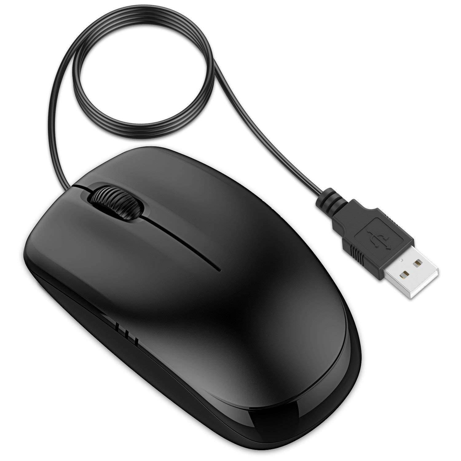 JETech 3-Button Wired USB Optical Mouse Mice (Black) - 0776