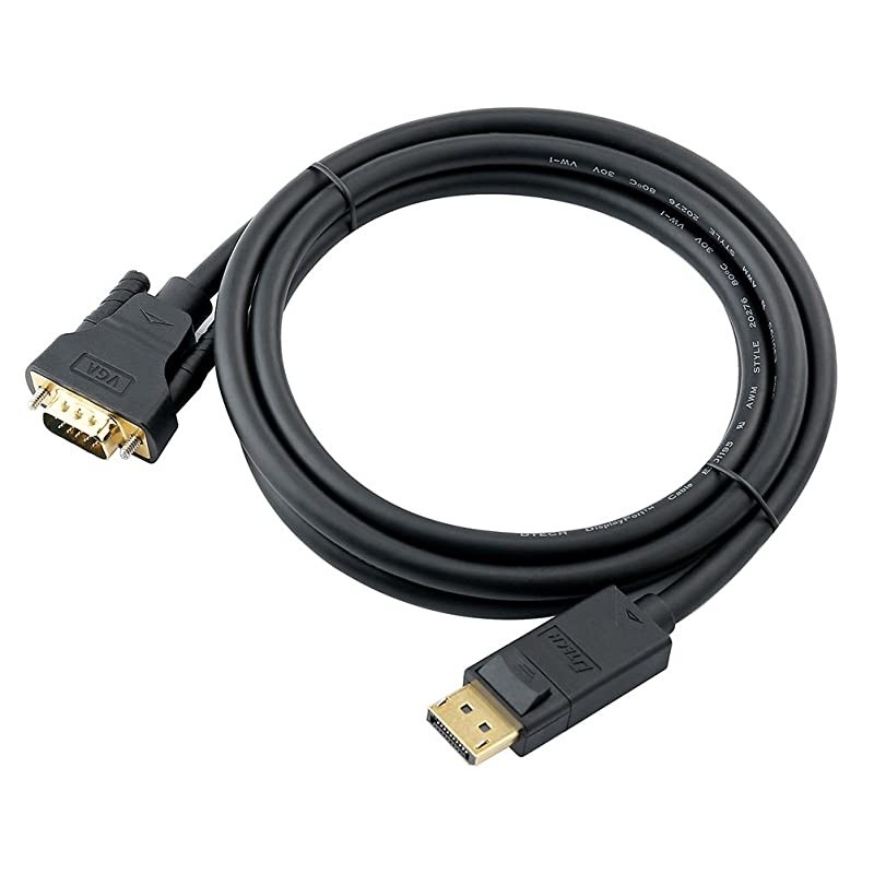3ft Displayport to VGA Cable Male to Male Plug Video Adapter with Gold Plated Connector (Black, 3 Feet)