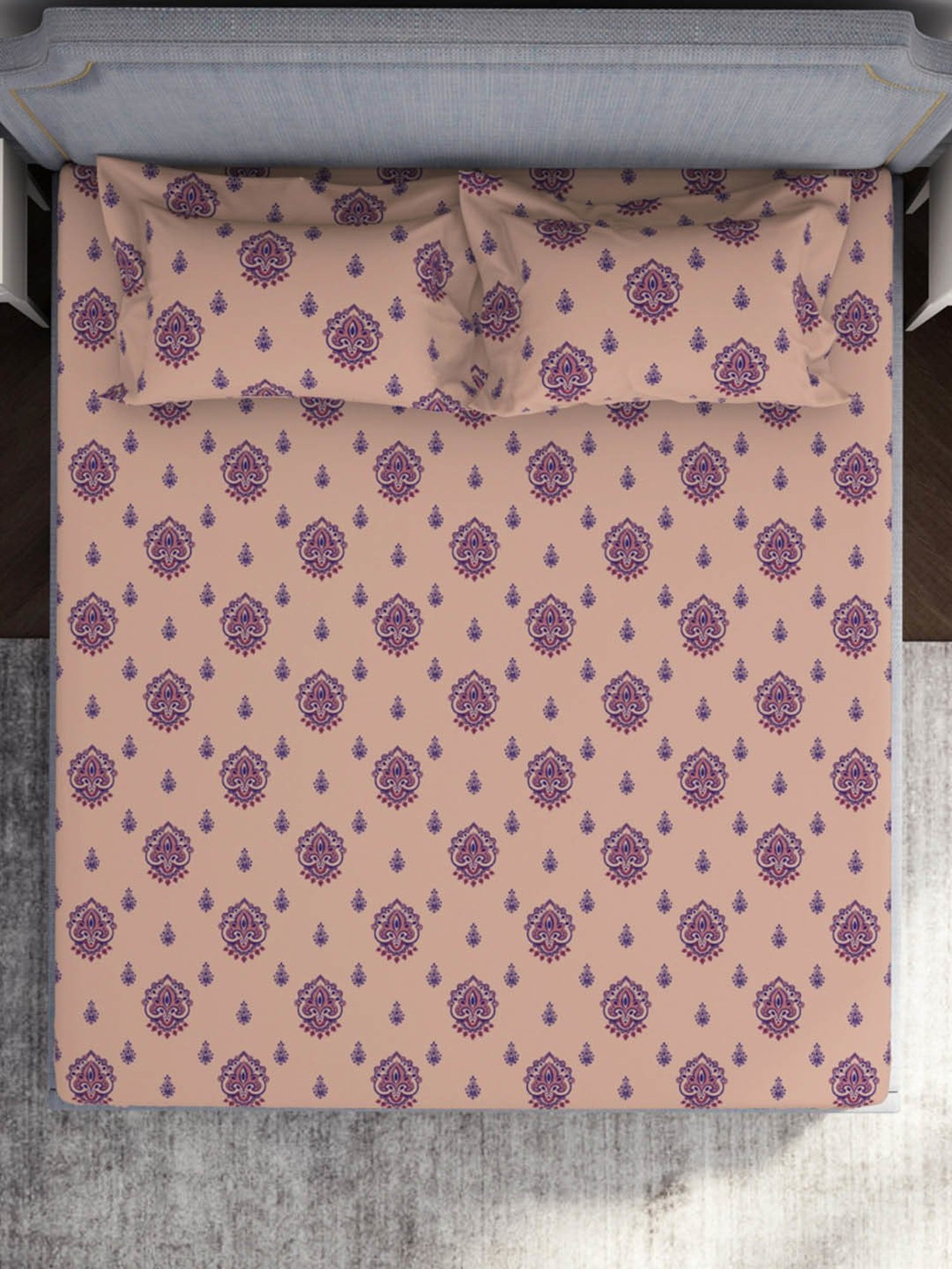 Welspun Adore Abstract Pink 105 TC Microfiber Double Bedsheet with 2 Pillow Covers