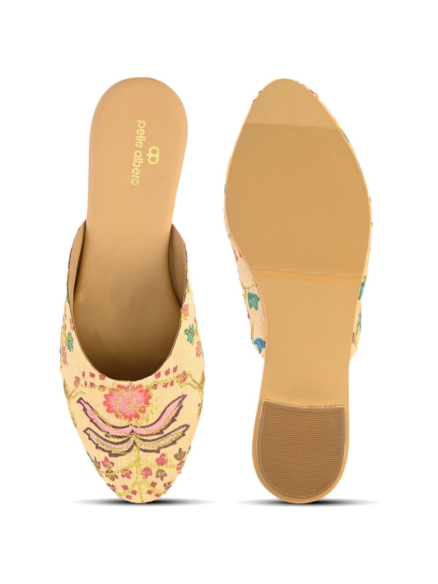 Pelle Albero Women's Gold Mule Shoes
