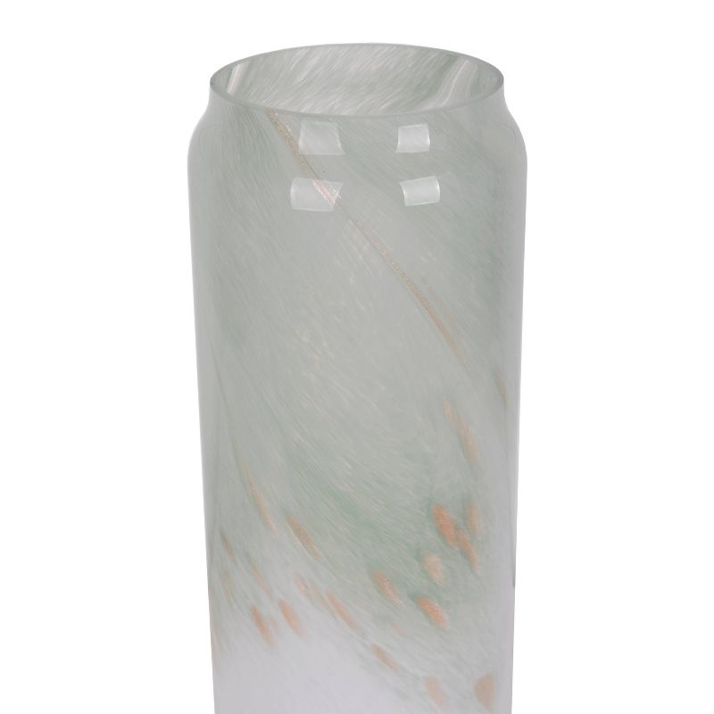 Set of 2 Degas Flecking Art Glass Uplight Green and White - Decor Therapy