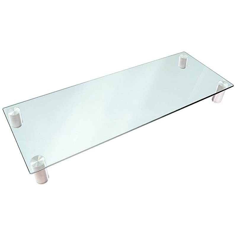 116356 Multimedia Riser Desktop Monitor Stand - Clear Glass, Large 30.8 x 11 Inches - Workstream Collection