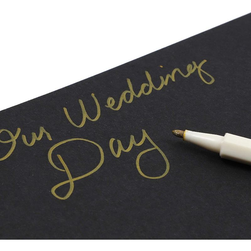 Scrapbook Album 3 Ring Binder, Linen Hardcover & 30 Black Kraft Sheets, Gold Marker Pen Included (8.25 x 10.7)