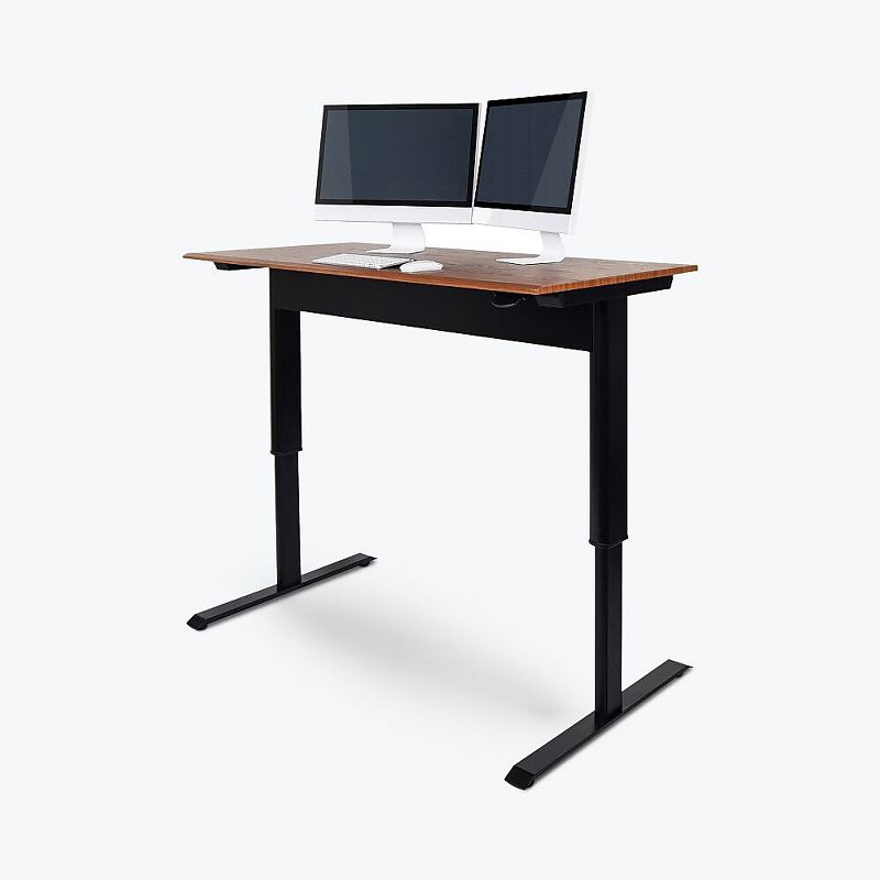 Luxor Furniture 56 Pneumatic Adjustable Desk, Teak Top SPN56F-BK/TK