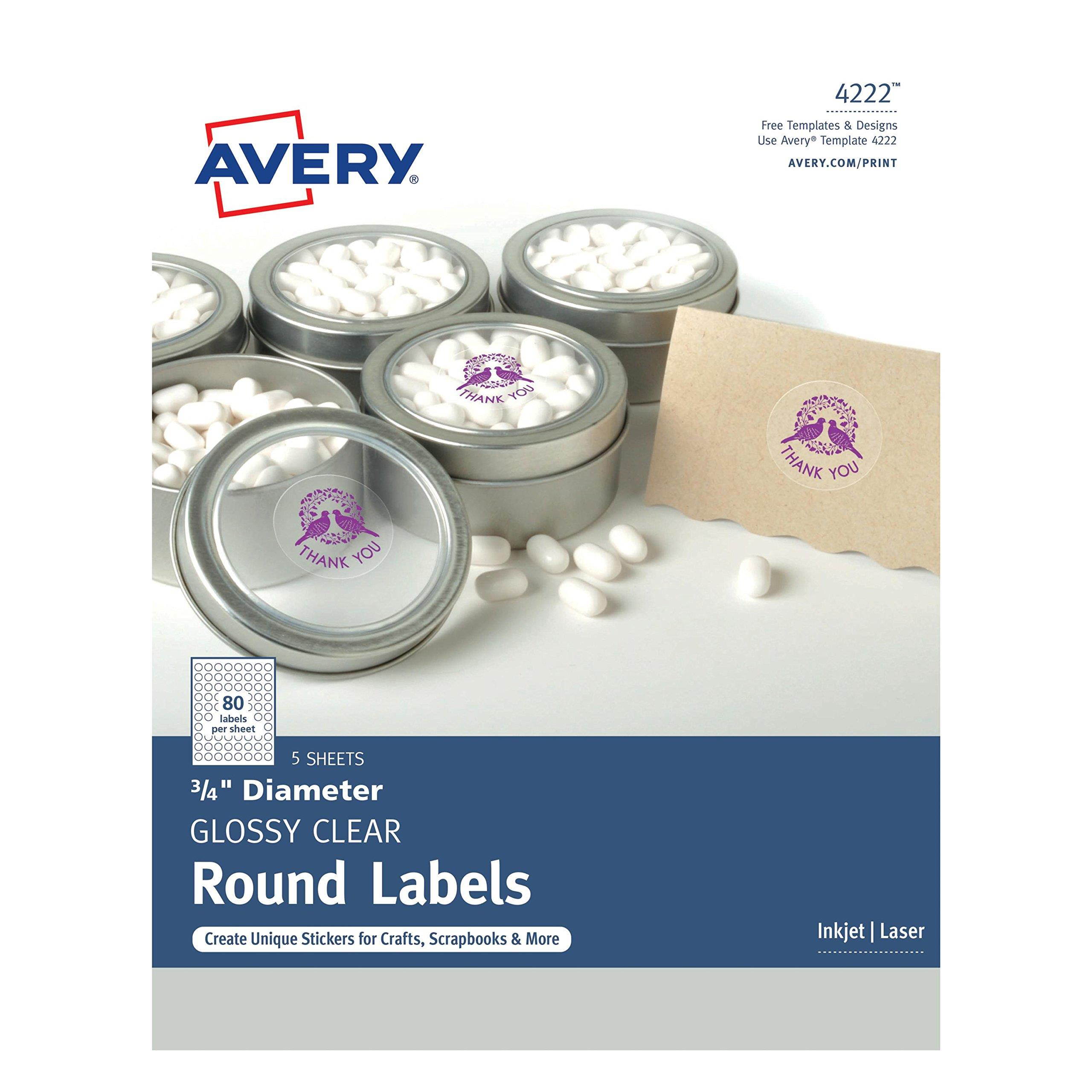 Avery Printable Self-Adhesive Permanent 3/4" Round ID Labels 3/4"dia. Clear 400
