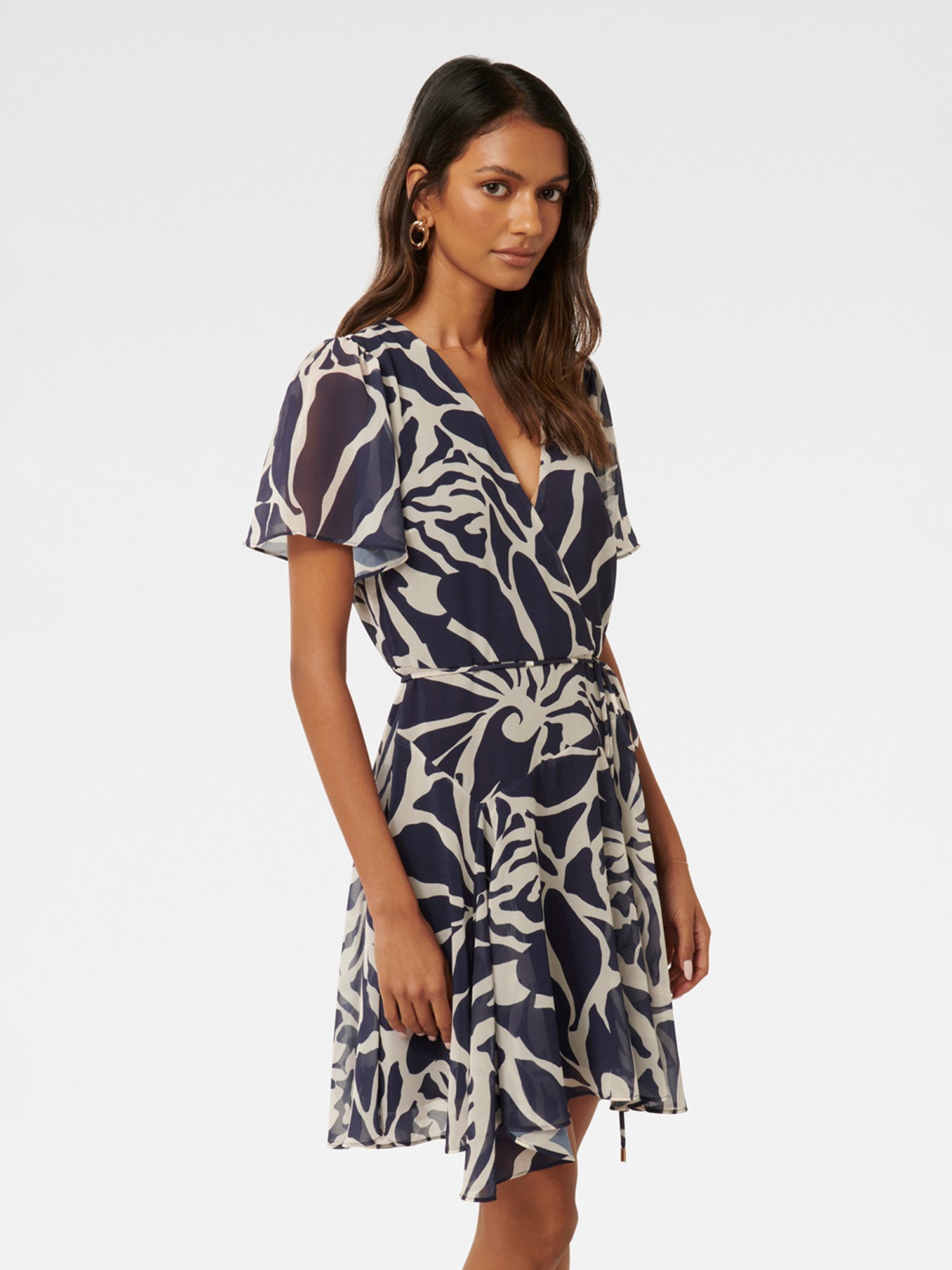 Forever New Kora Petite Asymmetric Flutter Sleeve A Line Dress