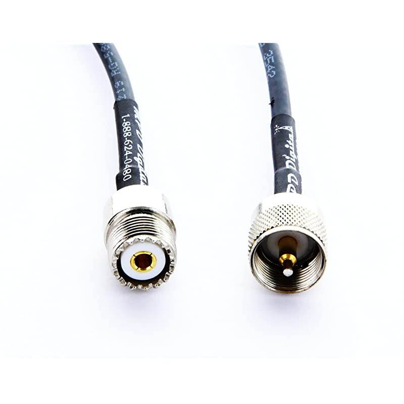 Digital RG8X Mini8 CBHam Marine Antenna Coaxial Extension Cable UHF Male to UHF Female PL259 to SO239 2FT