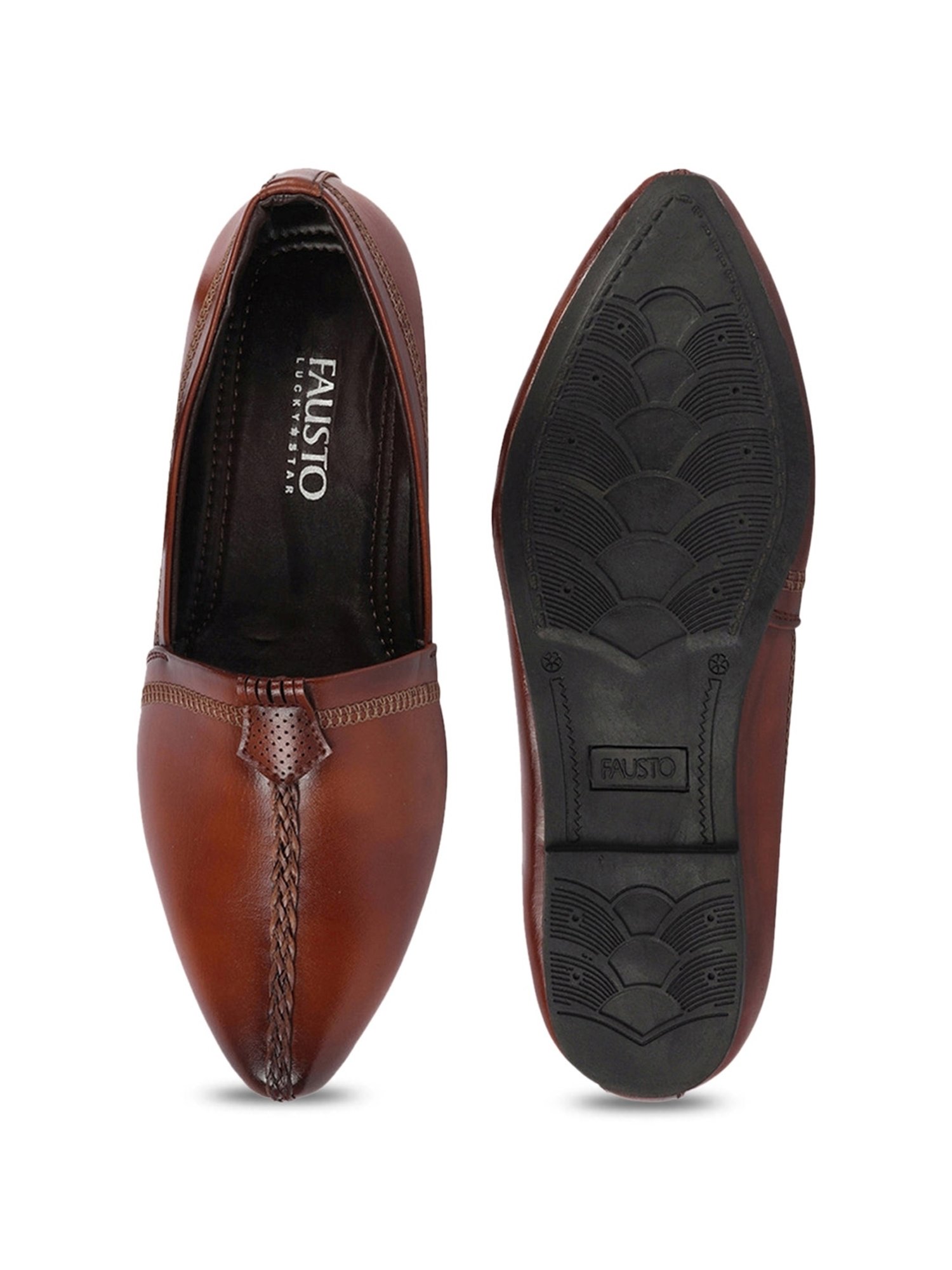 Fausto Men's Tan Ethnic Juttis